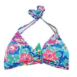Lauren Ralph Lauren Blue Floral Halter Bikini Top - Size 6